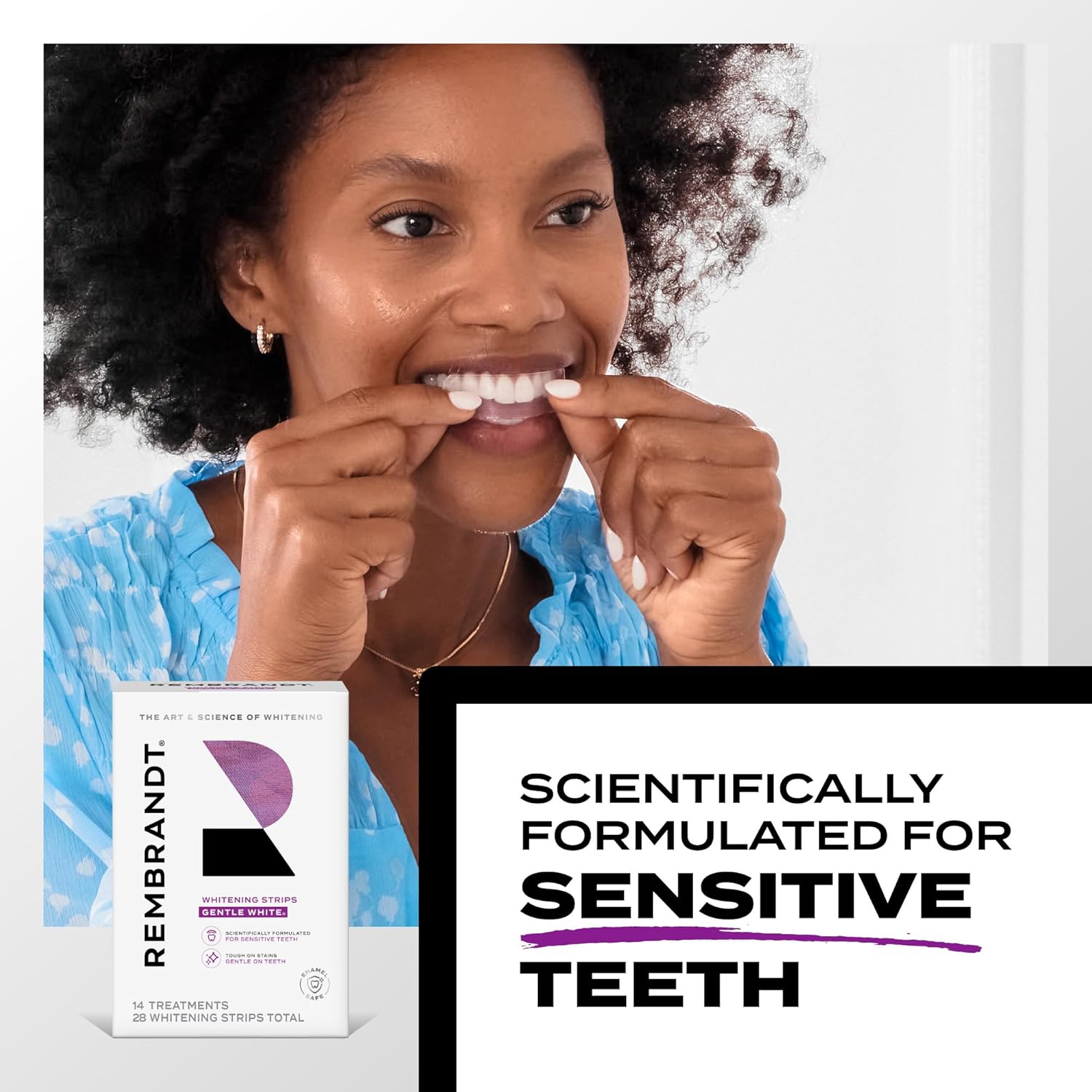 Rembrandt Teeth Whitening Strips, Gentle White, Sensitive Teeth Whitening, Gently Remove Tough Stains, Enamel-Safe, 28 Whitening Strips (14 Treatments) - Image 5