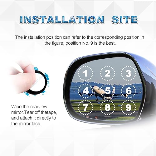 Miniatura 6 de Espejo de punto ciego sin marco, espejo retrovisor convexo de vidrio HD, rotación de 360, accesorios exteriores ajustables en ángulo con automóvil,