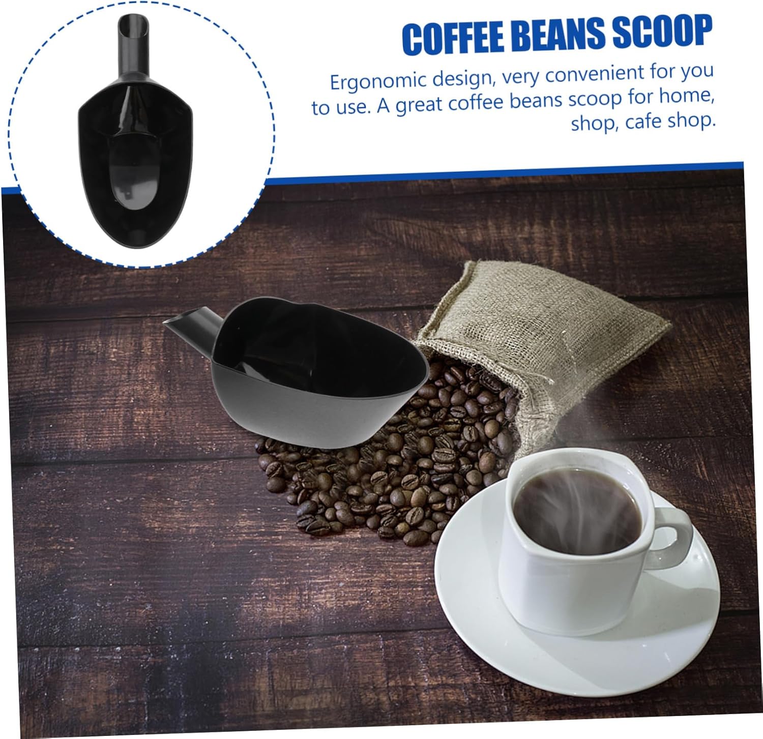 2pcs Large Capacity Coffee Beans Scoop Portable Lightweight Food Shovel Ergonomic Design for Easy Weighing and Pouring for Home Cafe and Coffee Shops Dark Grey