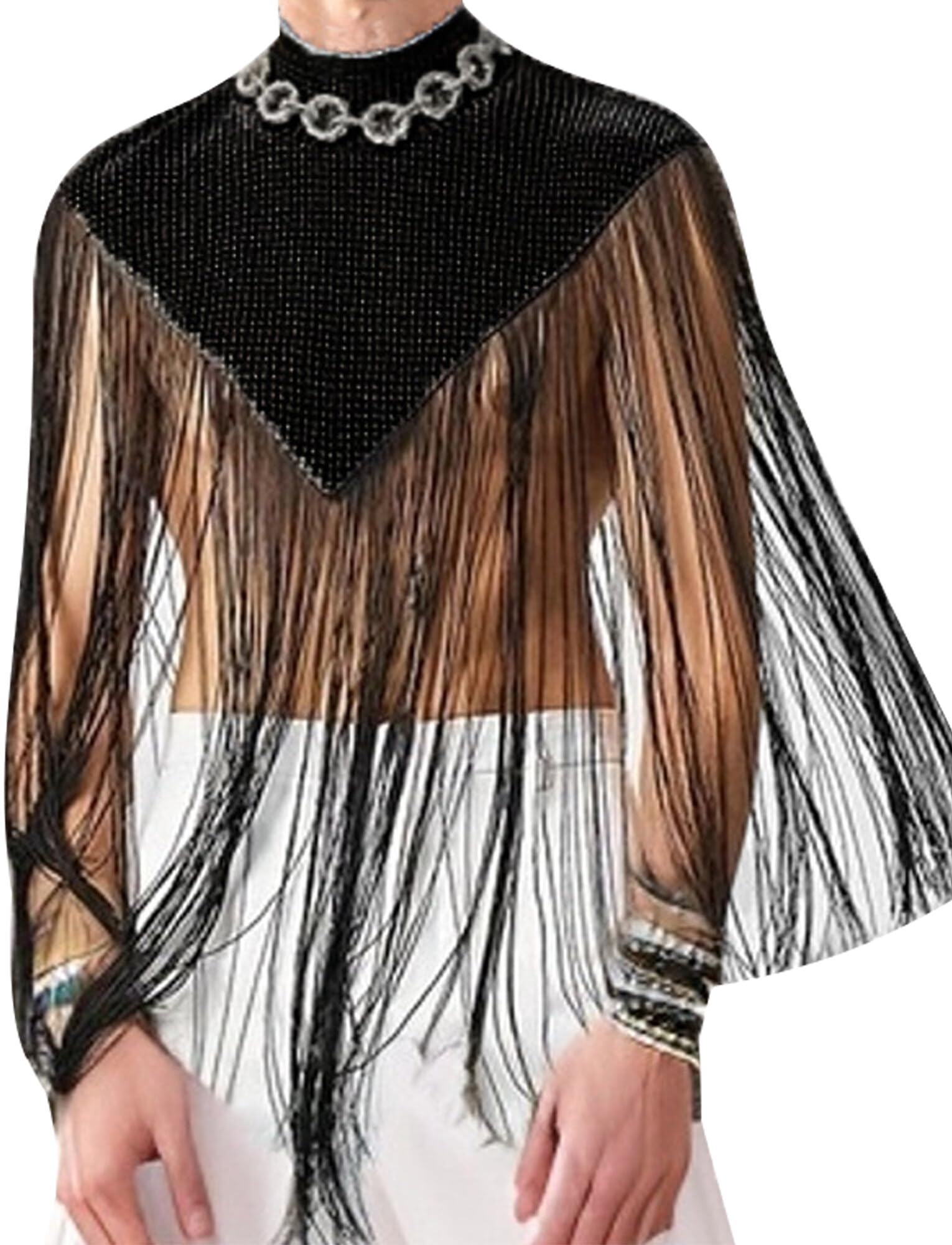 Panegy Camiseta interior transparente de malla de manga larga para hombre