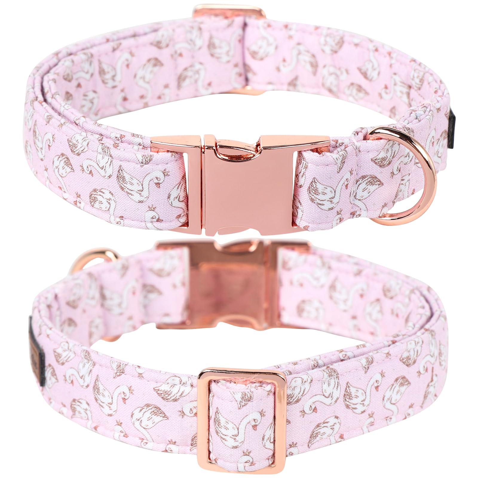 Lionet Paws Design Dogs Collar Cute Pink Sailor Bow Dog Collars for Girl Female Small Medium Dogs with Swan S - Image 2