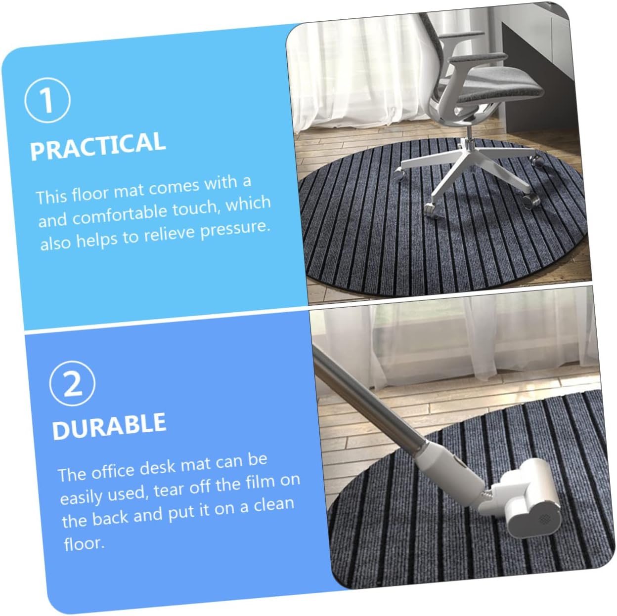 NUOBESTY Rolling Chair Mat for Hardwood Floors Desk Ground Protector for Comfortable Chair Mat for Ergonomic Support