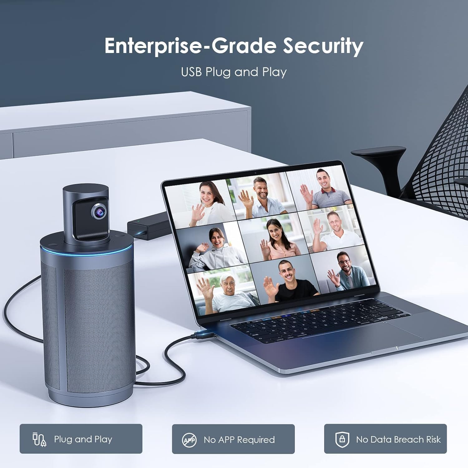 NexiGo Meeting 360 (Gen 2), 8K Captured AI-Powered Framing & Speaker Tracking, Plug & Play, 1080p HD 360-Degree Smart Video Conference Camera, 8 Noise-Cancelling Microphones