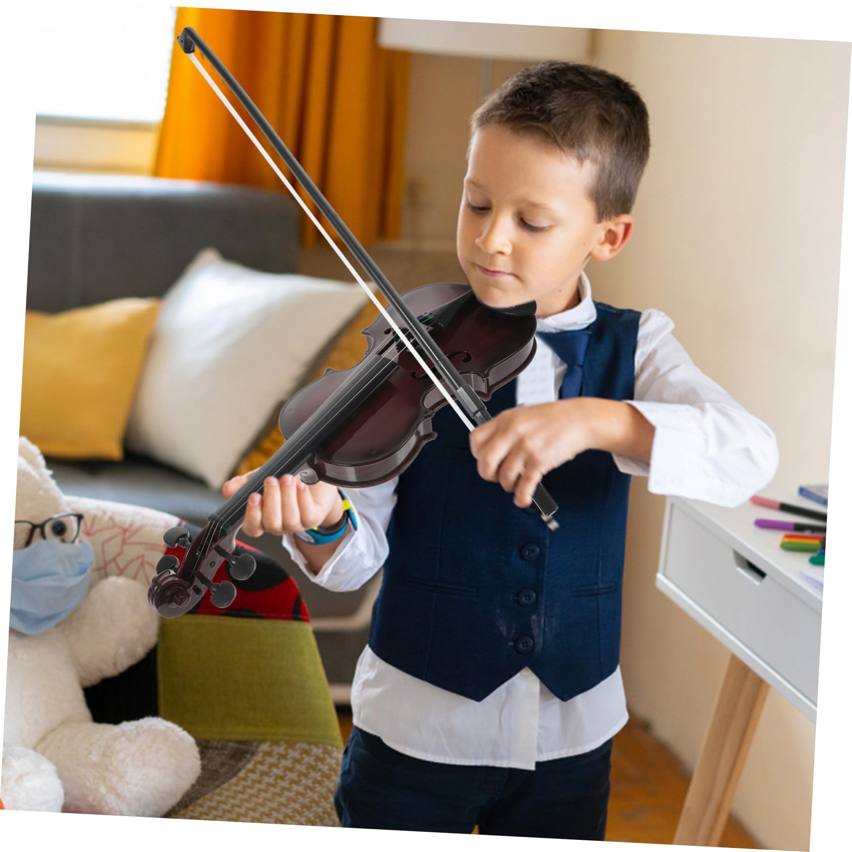 Mini Violino Giocattolo Musicale per Bambini, Marrone Plastica | Forma Classica, Stile Piccolo e Delicato, Idea Regalo Compleanno, per Ragazzi e Ragazze