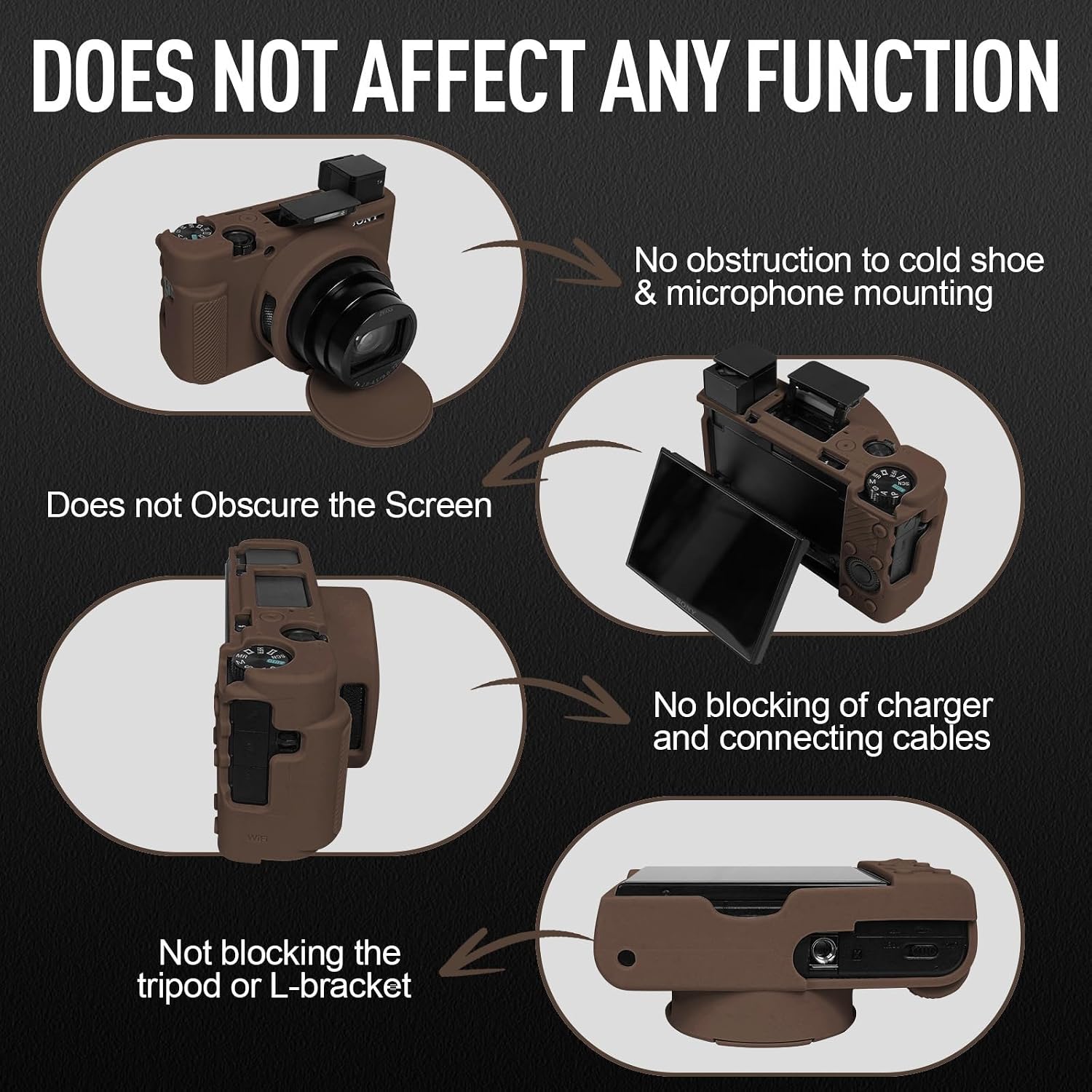 Easy Hood Case for Sony DSC-RX100 IV V VI VII DSLR Camera, Silicone Camera Case Lightweight Soft Carrying Cover with Removable Lens Cover (Brown)