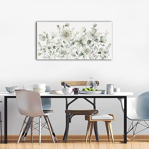 Miniatura 6 de Arte de pared con flores elegantes, cuadros florales abstractos, decoración de pared, lienzo botánico verde moderno, pintura en lienzo con flores y