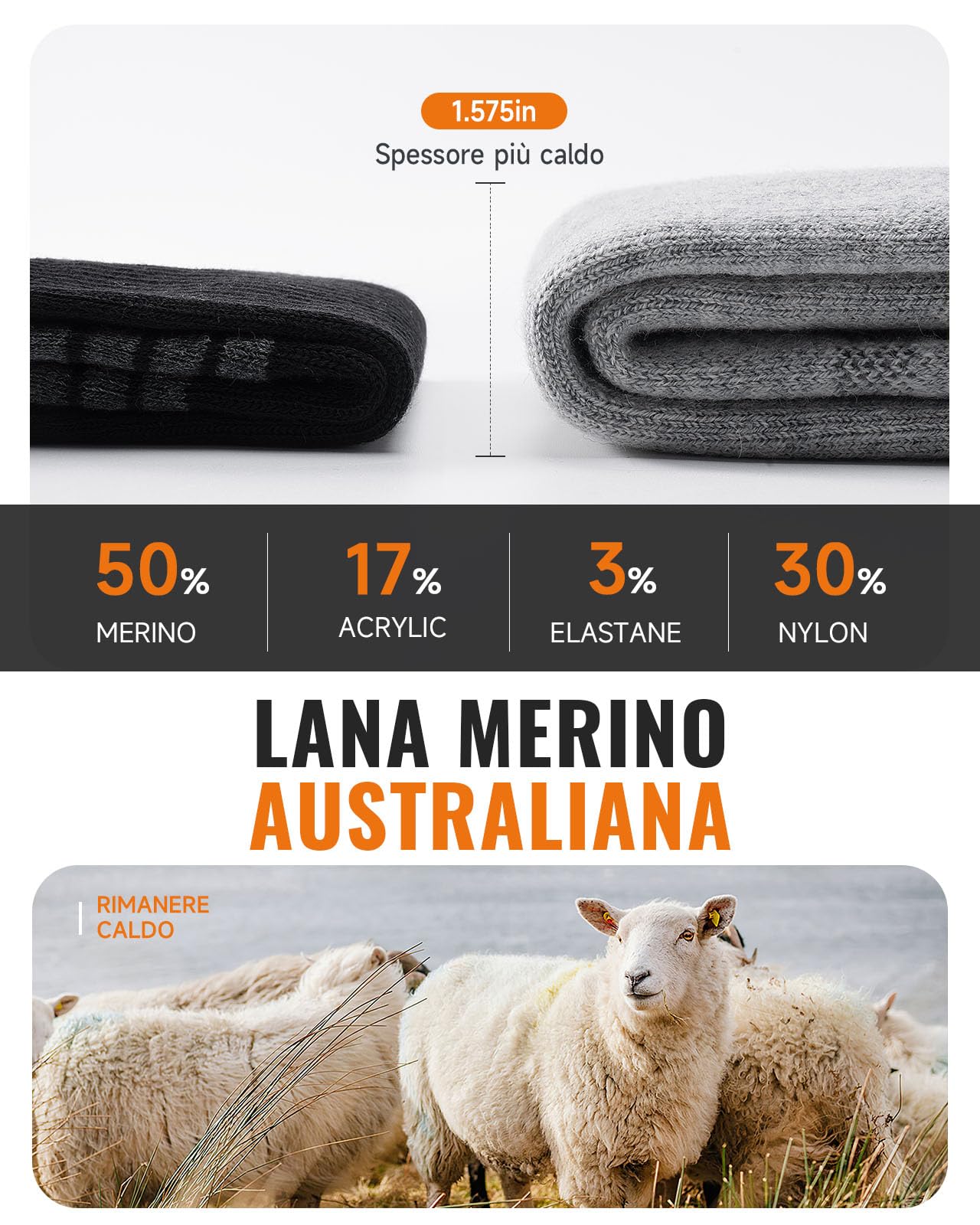 Alaplus Calzini Trekking in Lana Merino, Caldi Calzini Cotone Calze per Donna Uomo,Sportivi Calze Anti Vesciche per Escursionismo Trail, 3 paia