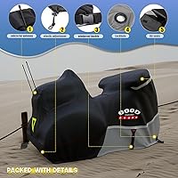 Vista 27 de Rosefray Funda para motocicleta 600D resistente para todas las estaciones, universal, impermeable, protección solar al aire libre, duradera, Negro