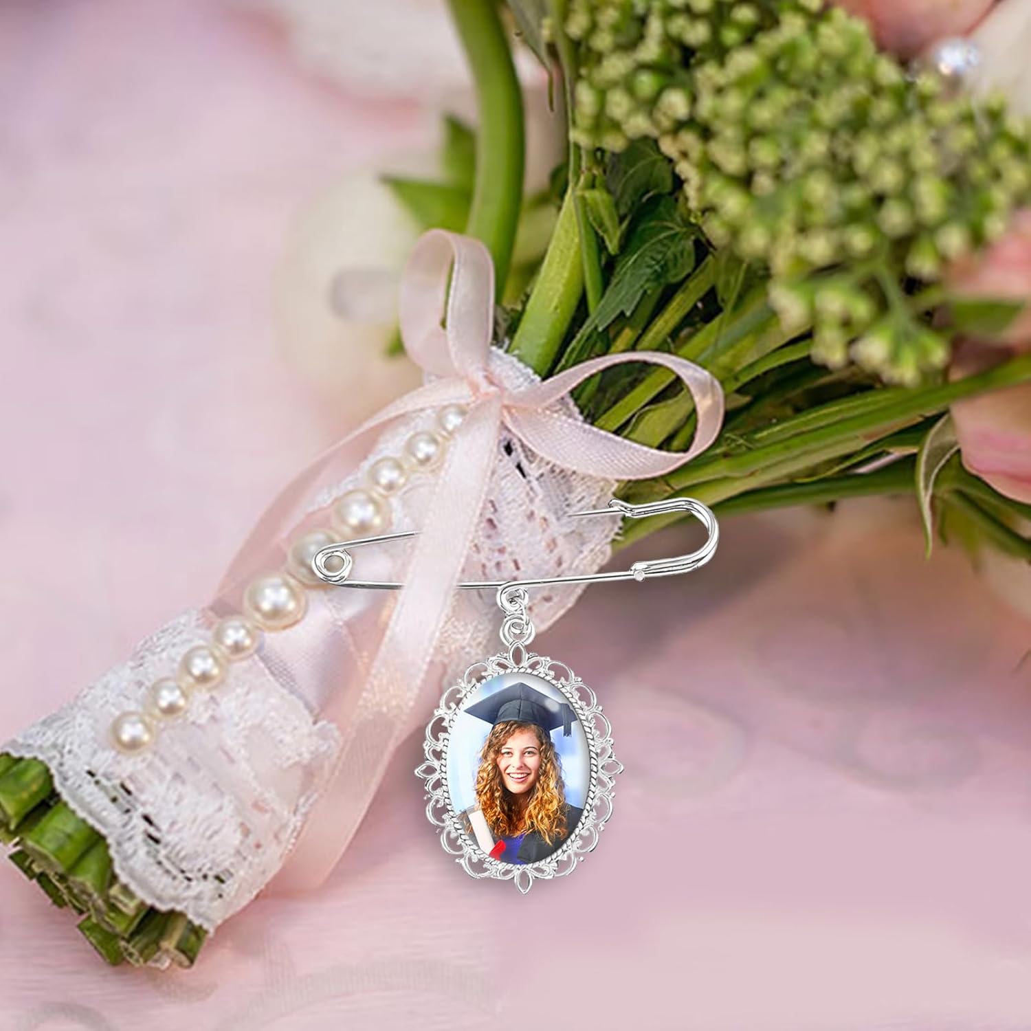 Personalized Wedding Bouquet Photo Charm Custom Bridal Bouquet Accessories Memory Picture Customized Oval Charm Keepsake Gift for Wedding Birthday Anniversary - Image 6