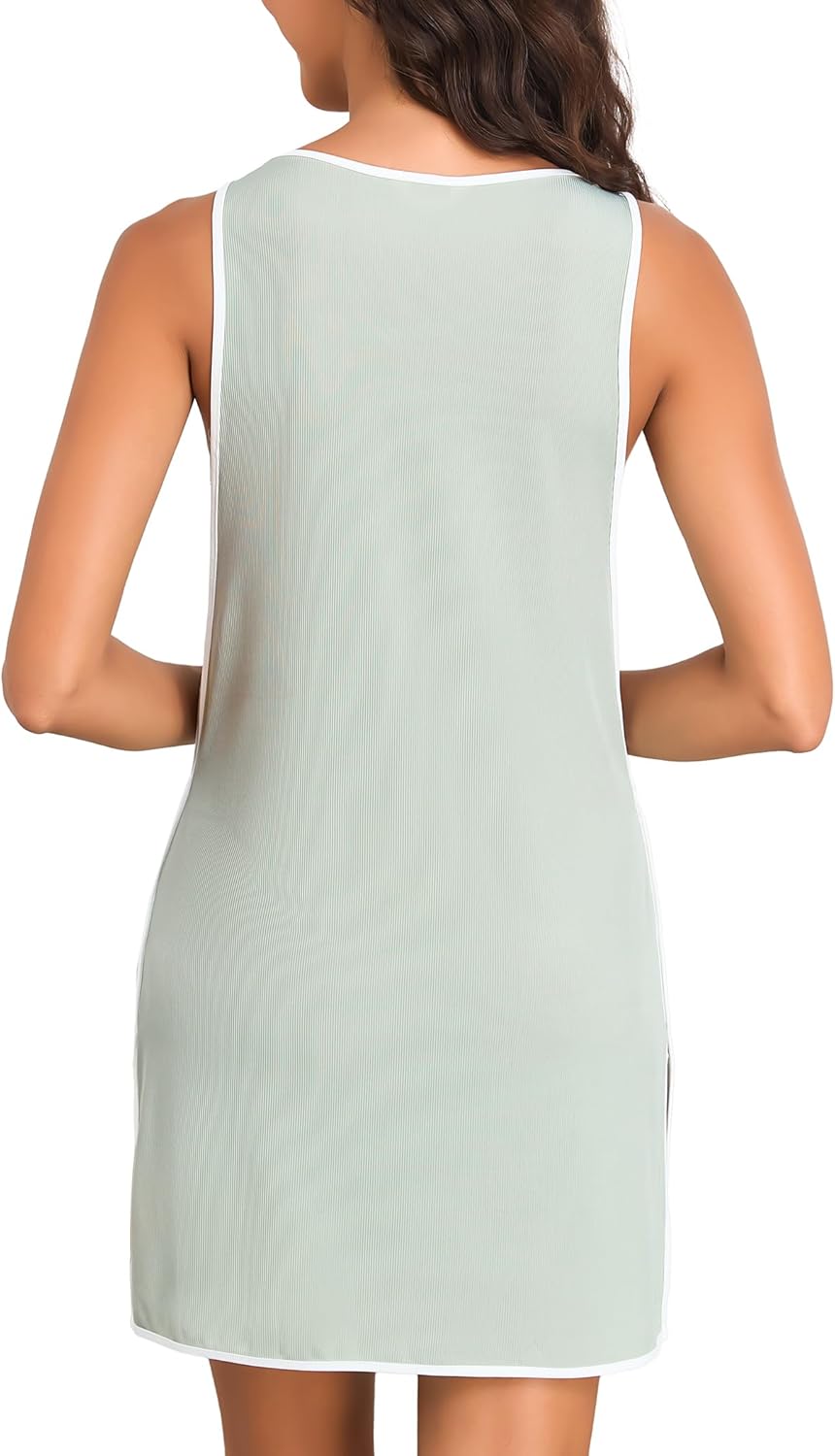 YYA Sexy Sleeveless Nightgowns for Women Lace Trim Sleep Shirts Chemise Night Lingerie Dress S-XXL - Image 6