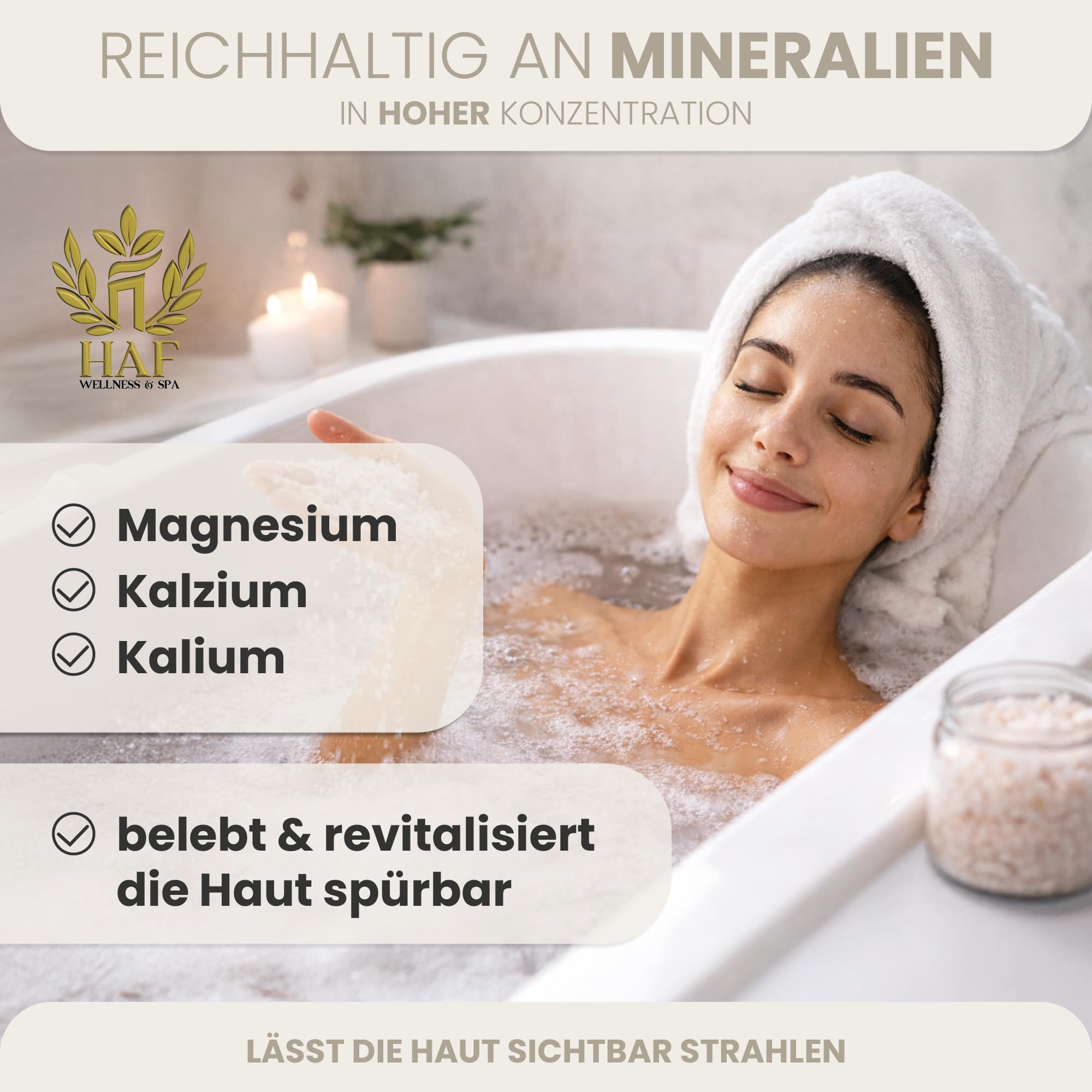 HAF Sales de baño de alta calidad del Mar Muerto de Jordania (2 cubos de 5 kg) – Sal marina pura natural gruesa para bienestar y alivio del estrés – Sal mineral para baño y cuidado corporal para