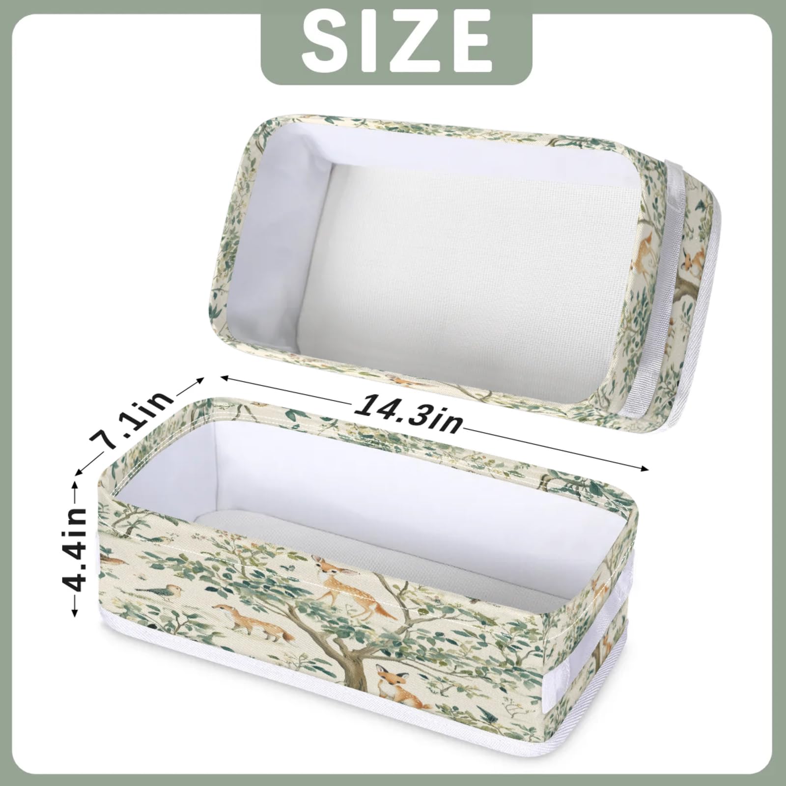 Tablerazzi Toilet Tank Topper Paper Basket with Handle, Spring Deer and Fox Animal Bathroom Storage Basket for Organizing, Small Fabric Storage Bins for Bathroom Decor