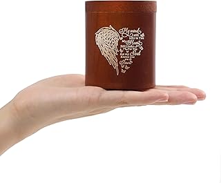 Small Urns for Human Ashes Keepsake Urn, Small Cremation Urns for Human Ashes Adult Male Female, Wood Urn Box Funeral Cremate Memorial Box-Heart Wing