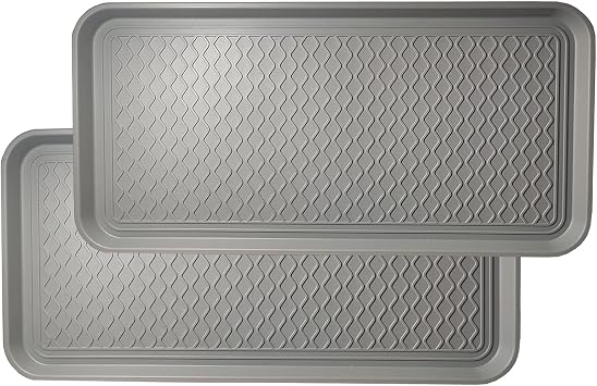 Large Multifunctional Boot Tray 2 Pack Boot Mat Washable Indoor or Outdoor Tray Mat Doormats for Shoes Boots Plants Pots Paint Tins Pet Bowls Car Storage, 30 x 15 x 1.2 Inches