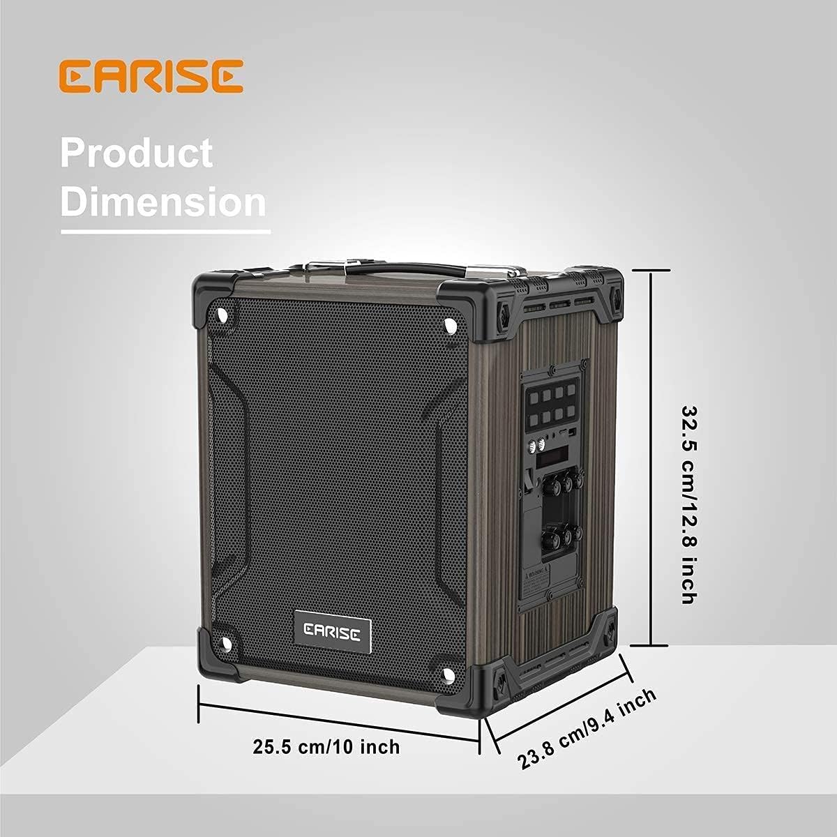 Diagram showing the product dimensions of the EARISE M37 PA system.