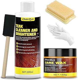 Teak Cleaner and Brightener Kit, Teak Oil for Outdoor Furniture, Extends the Lifespan of Various High-End Wooden Furniture, Effectively Cleans, and Restores Texture and Color