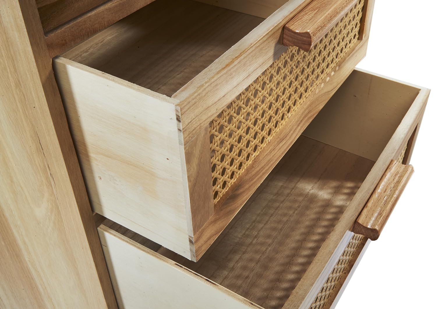 Kobolo Holzregal mit 5 Schubladen | 40x35x99 cm | braun | Kleiner Schubladenschrank aus Holz im Boho Vintage Look | dekorative Kommode & Beistellschrank für Schlafzimmer, Wohnzimmer oder Flur