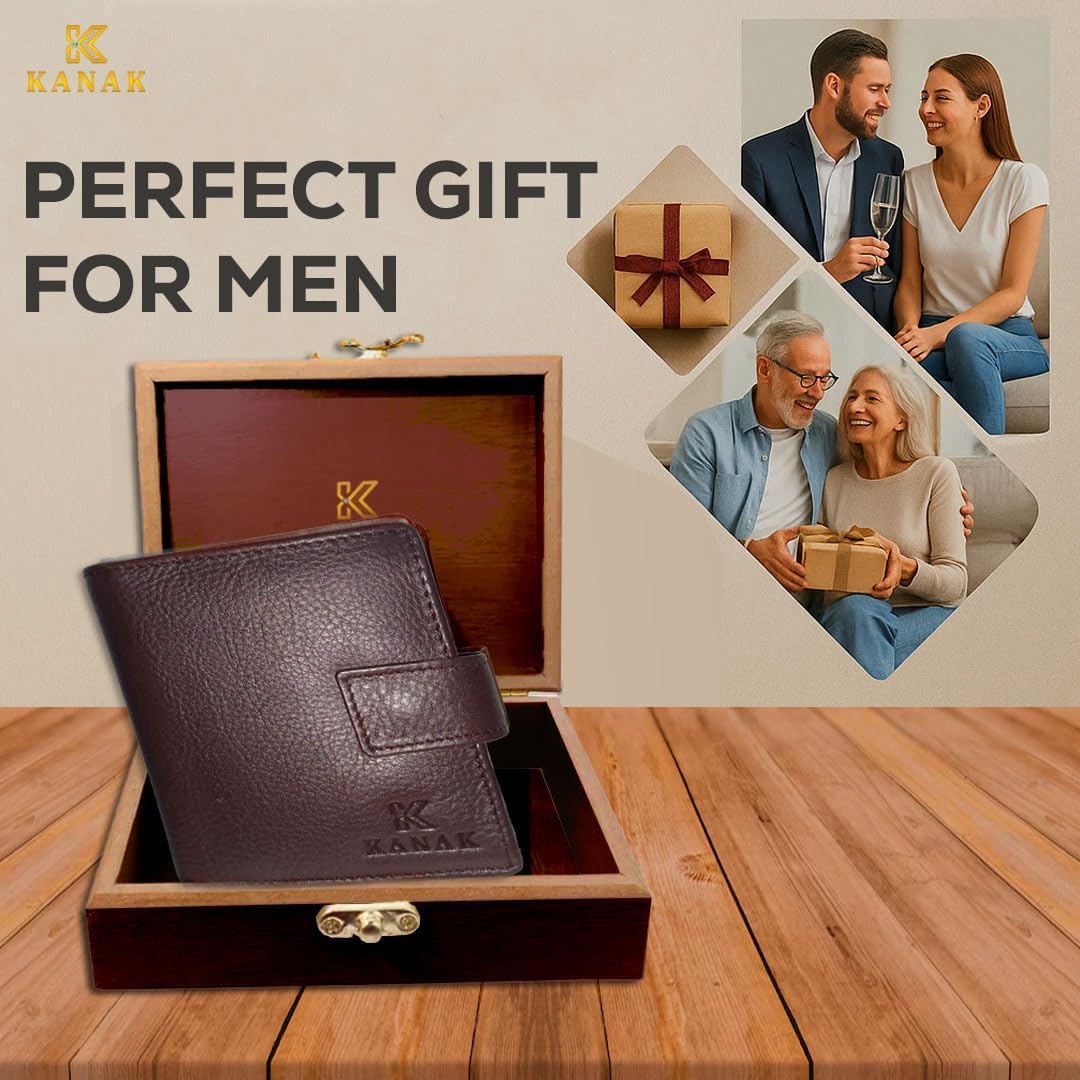 King Genuine Leather Wallet, Compact Bifold with Tab Closure, 4.5 inches x 3.7 inches x 1 inch (ROSEWOOD) - Image 4