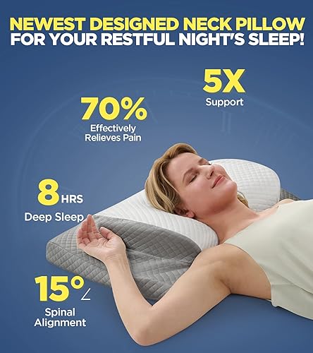 Miniatura 2 de Almohada cervical ultra cómoda para aliviar el dolor, almohada lateral ajustable que se ajusta perfectamente al hombro, almohada ergonómica de