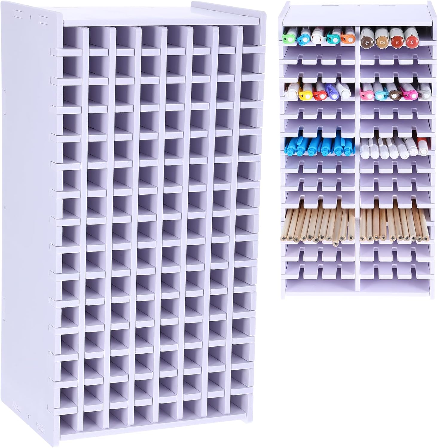 MAQUITA Art Marker Storage Rack for 120 Markers, Watercolour Brushes Pens Colored Pencils Organizer Holder for Desk