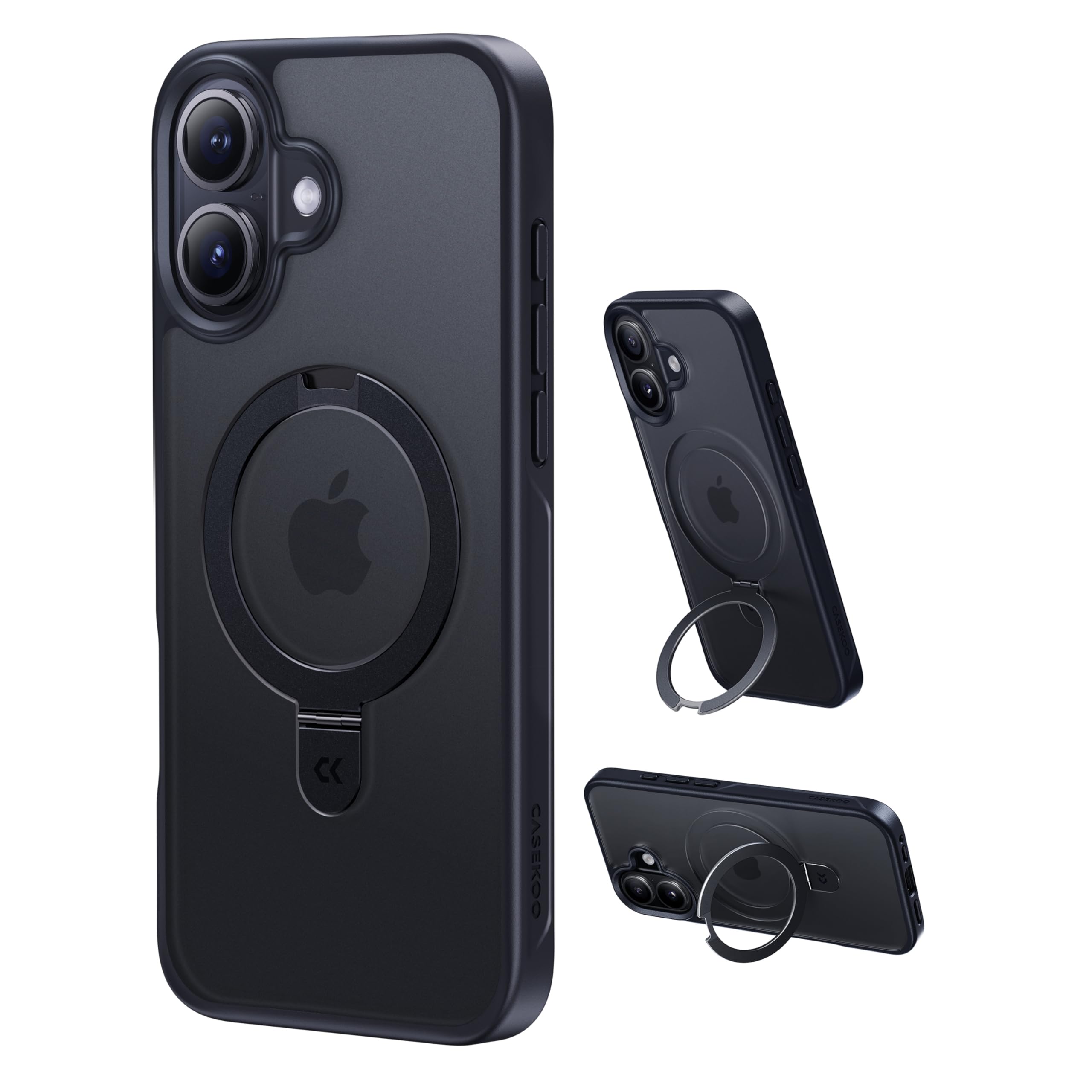 CASEKOO Ultra-Magnetic Stand for iPhone 17 Case [Military Drop Protection] [Compatible with MagSafe] Shockproof Translucent Slim Matte for iPhone 17 Case with Ring Holder 6.3 Inch, Black Black for 17 Case 6.3"