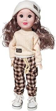 12 Inch BJD Fashion Girl Doll, 15 Movable Joints, Exquisite Hair and Trendy Casual Outfits Casual wear-Beige