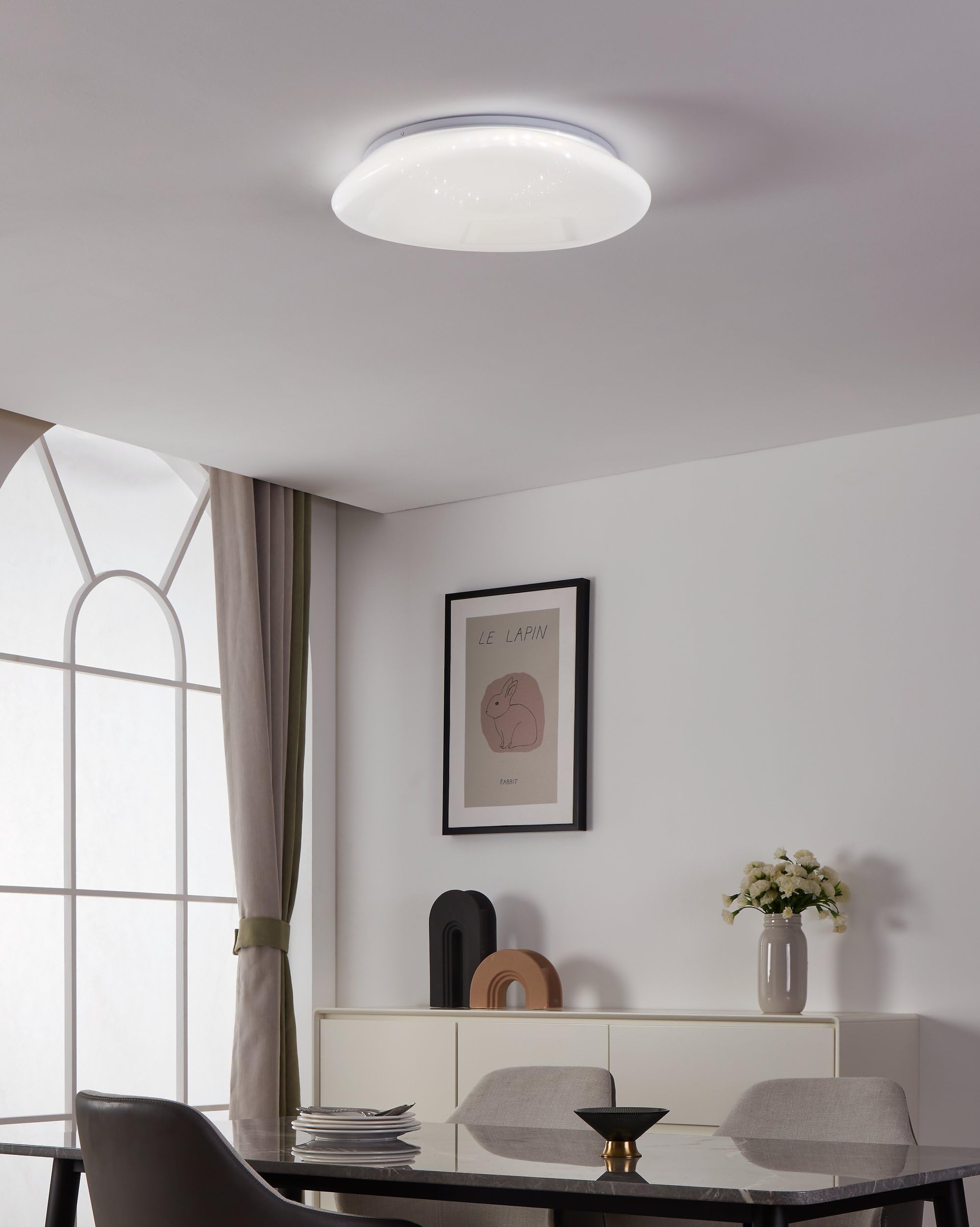 Eglo connect.z Smart Home Led plafoniera Sileras-Z, plafoniera cielo | stellato, ZigBee, app e controllo vocale, colore della luce regolabile, dimmerabile, Ø 43 cm