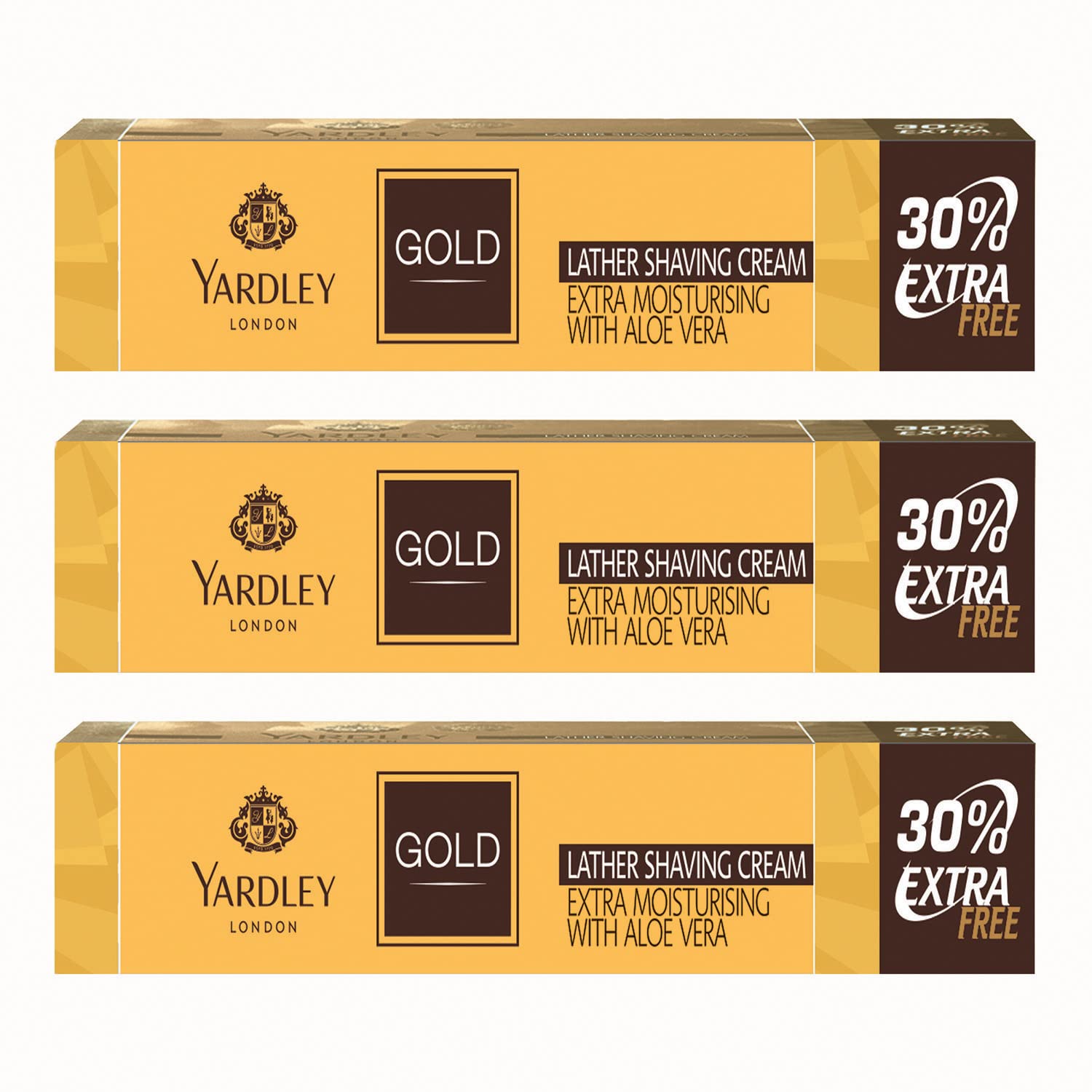 Yardley London Gold Extra Moisturising Lather Shaving Cream With Aloe Vera| Daily Beard Shaving Cream For Men| Pack Of 3 (91Gm Each)