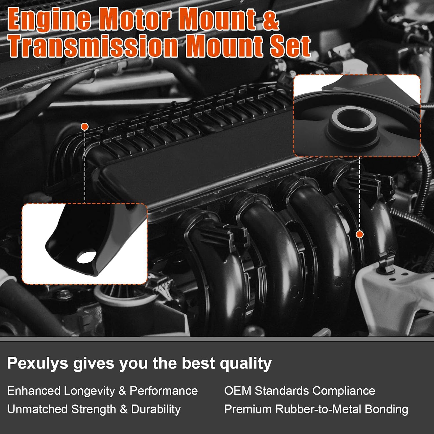 4Pcs Engine Mount Kit, for Mitsubishi Endeavor 3.8L 2004-2011, Replace# A4624 A4654 A4629 A4630