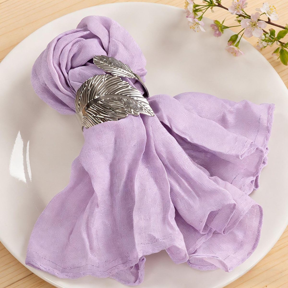 MLMC 60 Pack Cheesecloth Napkins Bulk Lilac Purple Dinner Cloth Napkins 21"x21" Boho Reusable Lavender Cloth Napkins in Bulk for Wedding Bridal Baby Shower Events Table Decor
