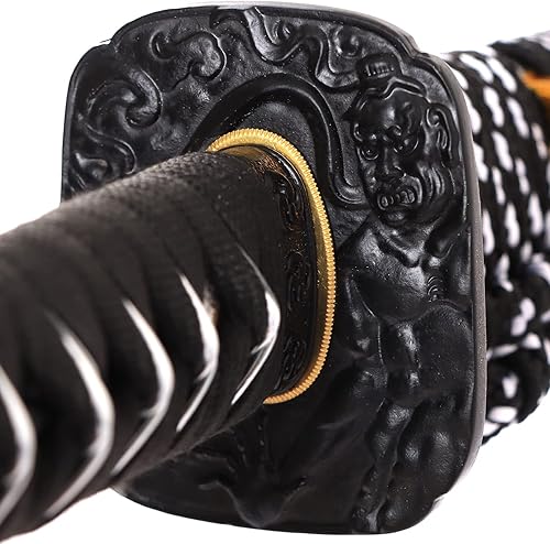 Miniatura 2 de Samurai Espada Katana 1095 de acero de alto carbono con patrón de hoja dorada