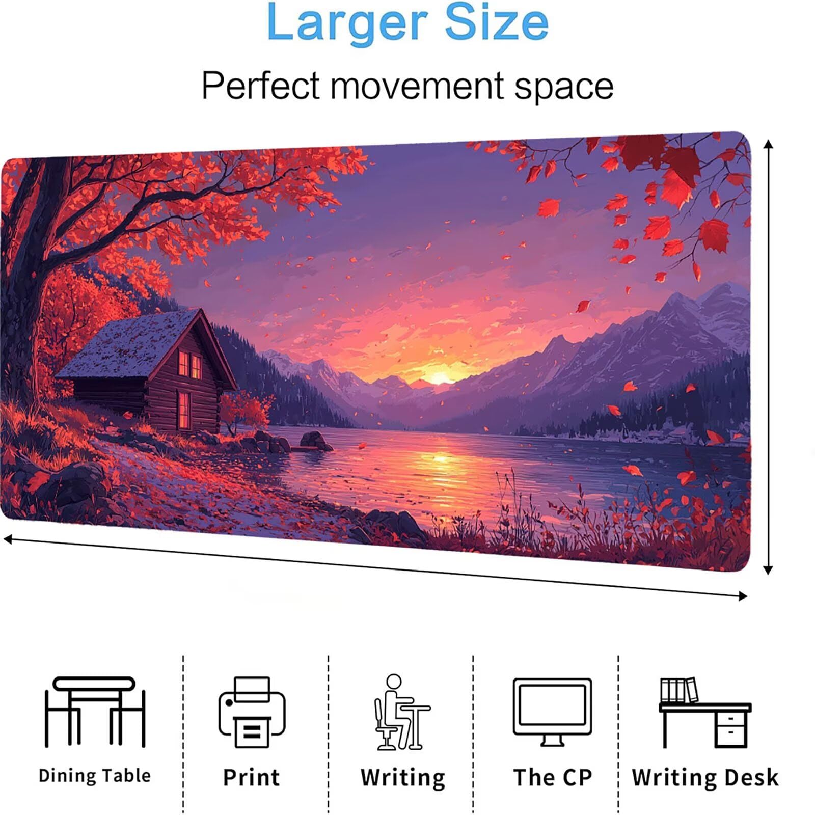 Podkładka pod mysz górską matowa, podkładka pod mysz do gier XXL 1200 x 600 x 5 mm, podkładka na biurko dla graczy, bardzo duża bezszwowa mata na stół dla graczy, antypoślizgowa podstawa, wodoodporna