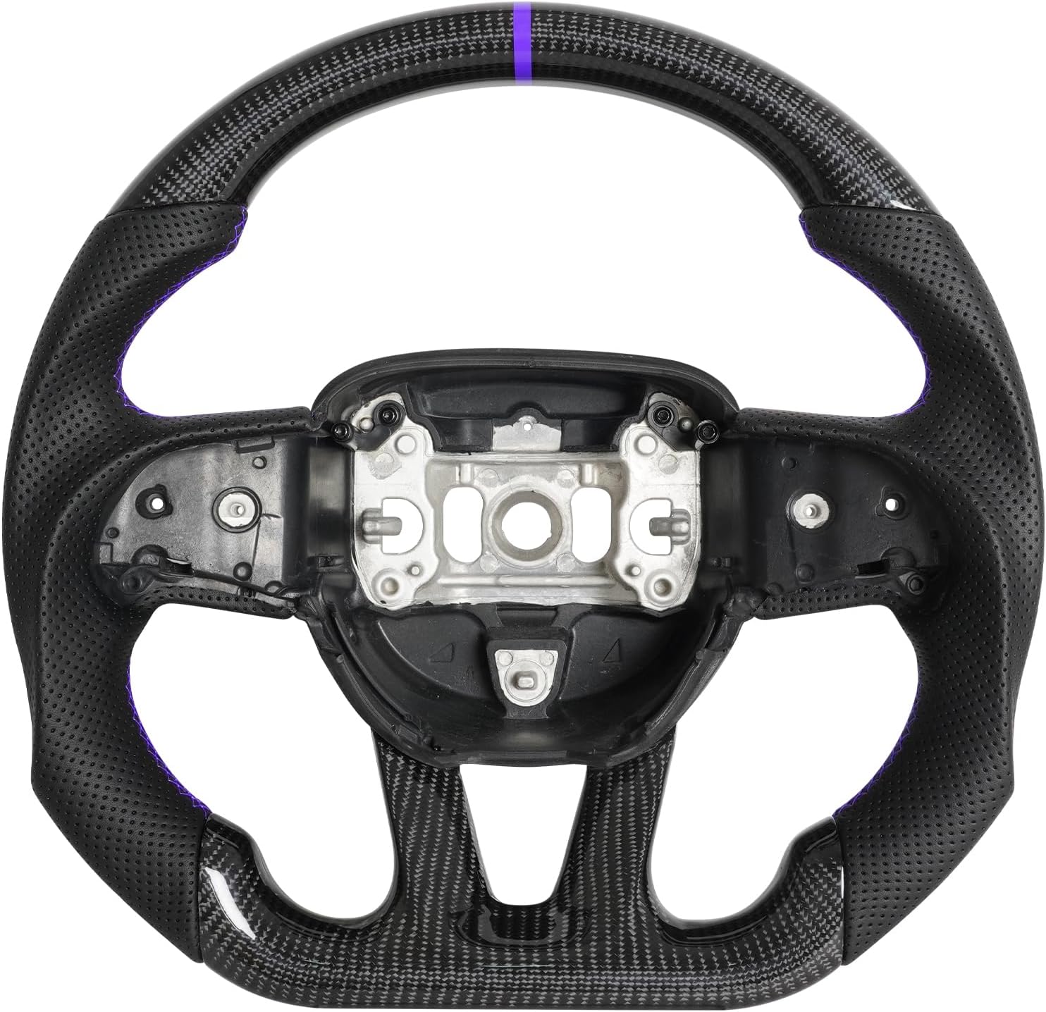Full Leather Steering Wheel, D-shaped Perfoated Leather Grip Steering Wheel Fit For Dodge Challenger/Charger/HellCat/Durango SRT 2015+