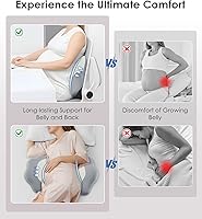 Vista 3 de Almohadas de embarazo de espuma viscoelástica para dormir, almohada de maternidad para dormir de lado, soporte para espalda y vientre, almohada