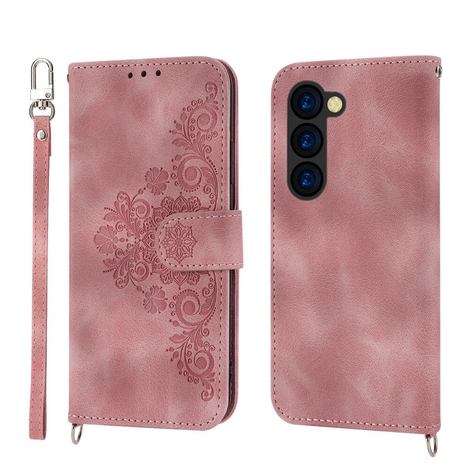 Étui portefeuille Samsung Galaxy Z Fold 7 cuir rose fin clapet magnétique de protection antichoc