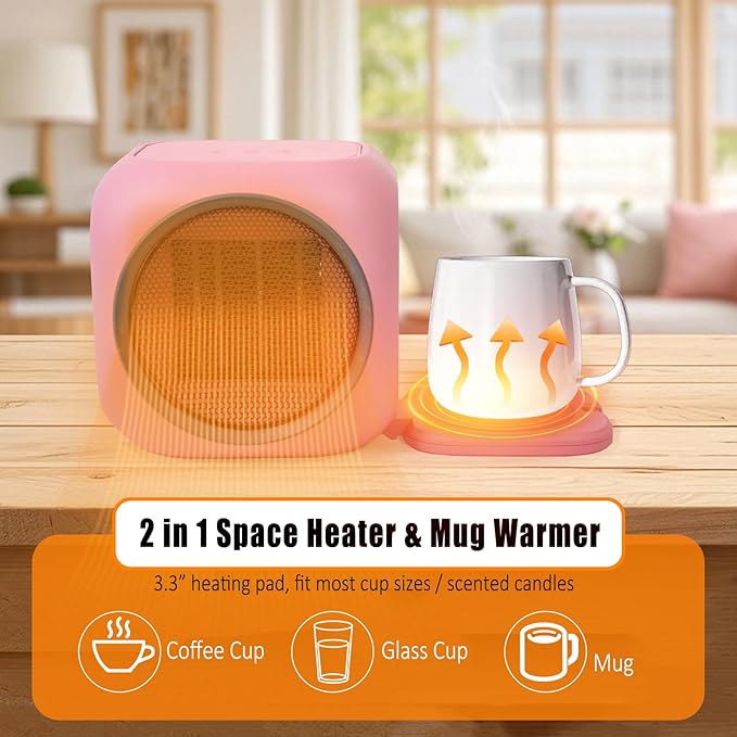 Calefactor Eléctrico Portátil Cerámico PTC 800W 120V con Calientatazas miniatura 3