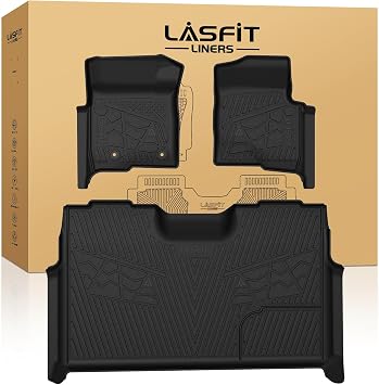 LASFIT Floor Mats for Ford F-150 2011-2014 SuperCrew Carpet Floor Bucket Seat All Weather TPE Protector Custom fit Truck Liners for F150 Crew Cab, 1st & 2nd Row, Durable & Easy Clean