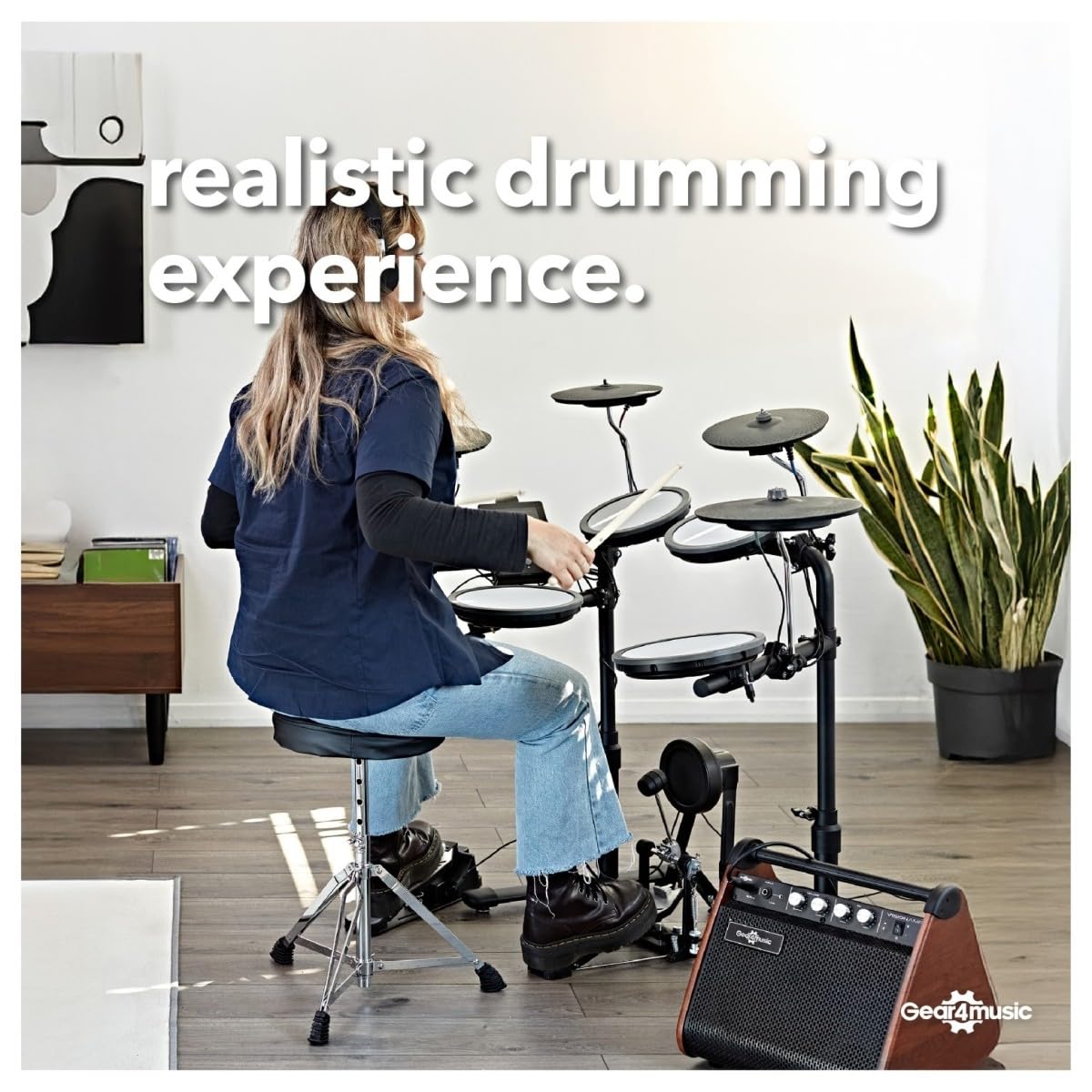 VISIONDRUM-PRO Batteria elettrica con cuffie - Mesh Pads Batteria elettronica per bambini e adulti