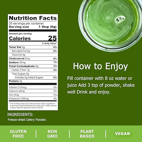 Miniatura 5 de Polvo de apio, 100% natural liofilizado jugo de apio en polvo para curar 4.23 onzas