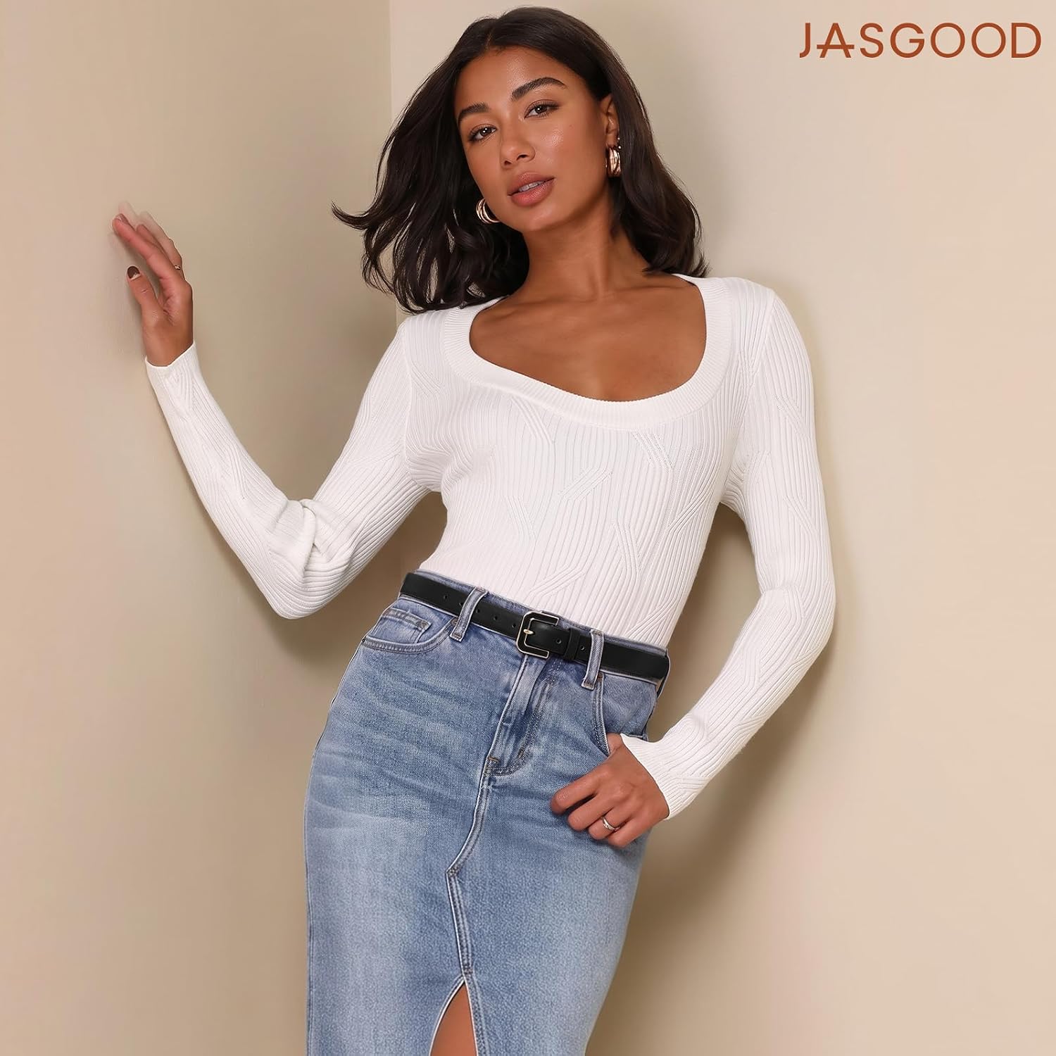 JASGOOD Womens Thin Leather Waist Belt Fashion Belts for Women Jeans Dress image 4