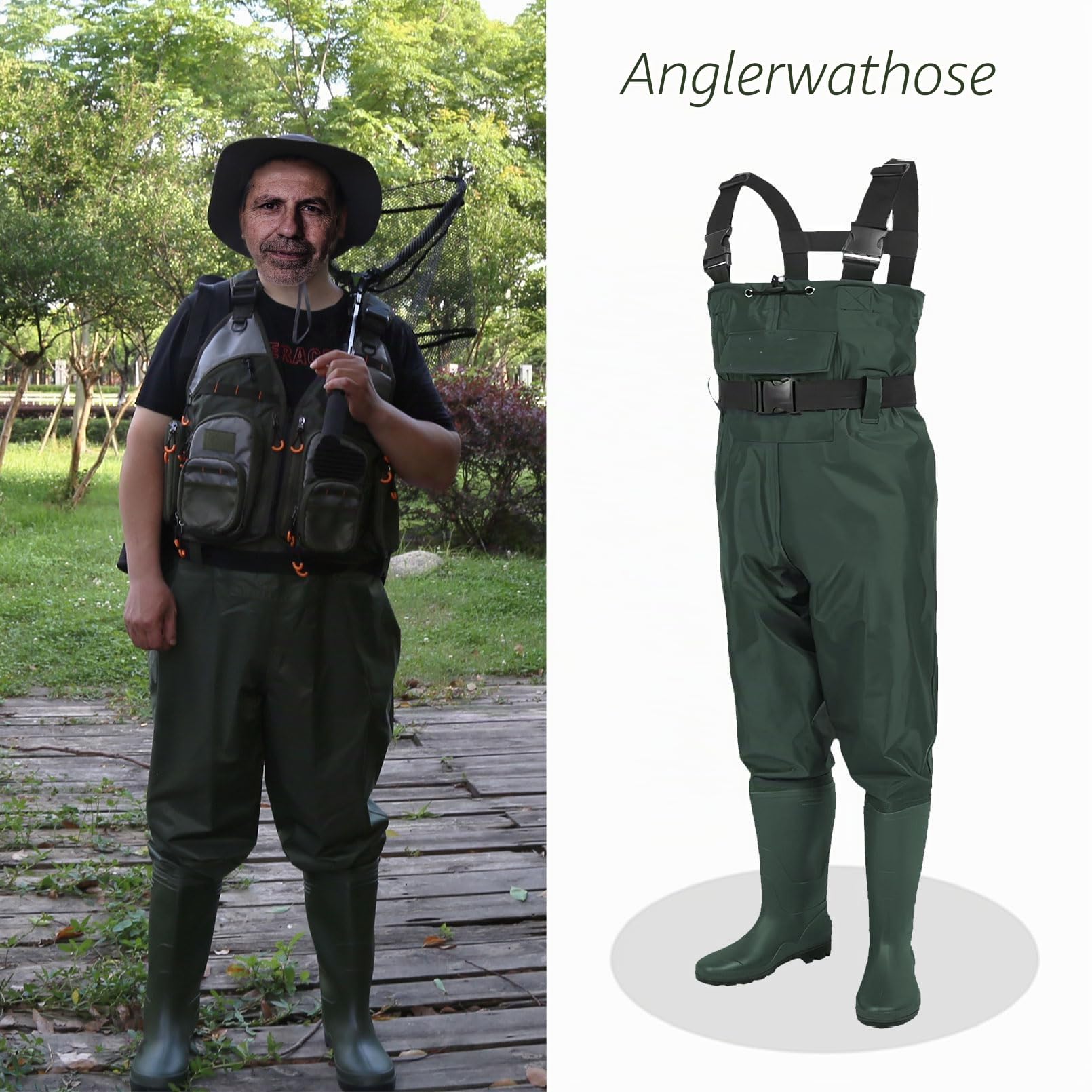 Croch Wathose für Herren Damen Wasserdicht mit Gummistiefeln – Ideal für Angeln und Outdoor-Aktivitäten