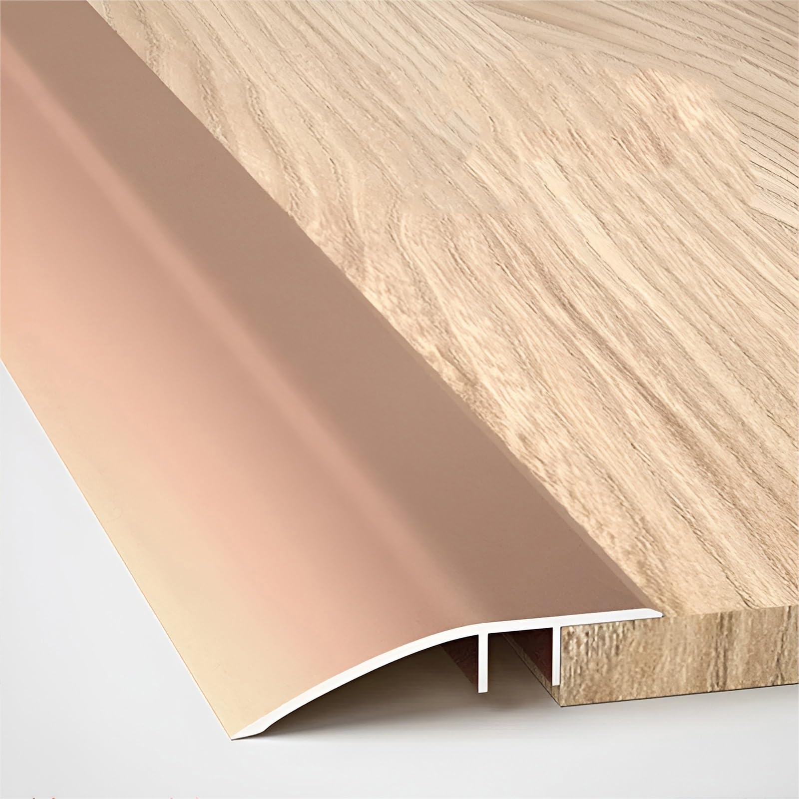Aluminum Floor Transition Strip, Suitable For Doorways Threshold Ramp Tile Laminate Planks, Bridge The Height Between 5-15mm(Rose gold)