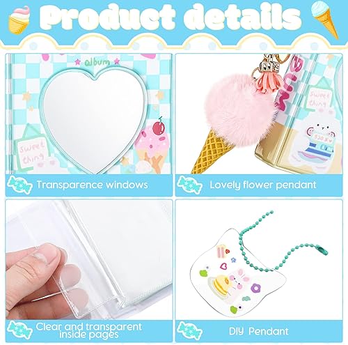 Miniatura 6 de Juego de 3 mini álbumes de fotos de 3 pulgadas, carpeta Kpop para tarjetas fotográficas Kpop, álbum Kpop con colgante y llavero para coleccionar