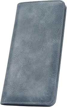 Ultra Thin Genuine Leather Wallet for Women Bifold RFID Blocking for Credit Cards Blue-1