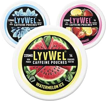 Amazon.com: LyvWel 225mg Caffeine Pouches Variety Pack, 3-Pack, 42