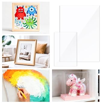 Acrylic Sheet Clear 10x15cm 29.7x21cm 15Pcs Perspex Sheet 1mm Transparent Plexiglass Plastic Panels for Picture Frame Glass Replacement, Painting, DIY Crafts, Display Projects, Easy to Cut