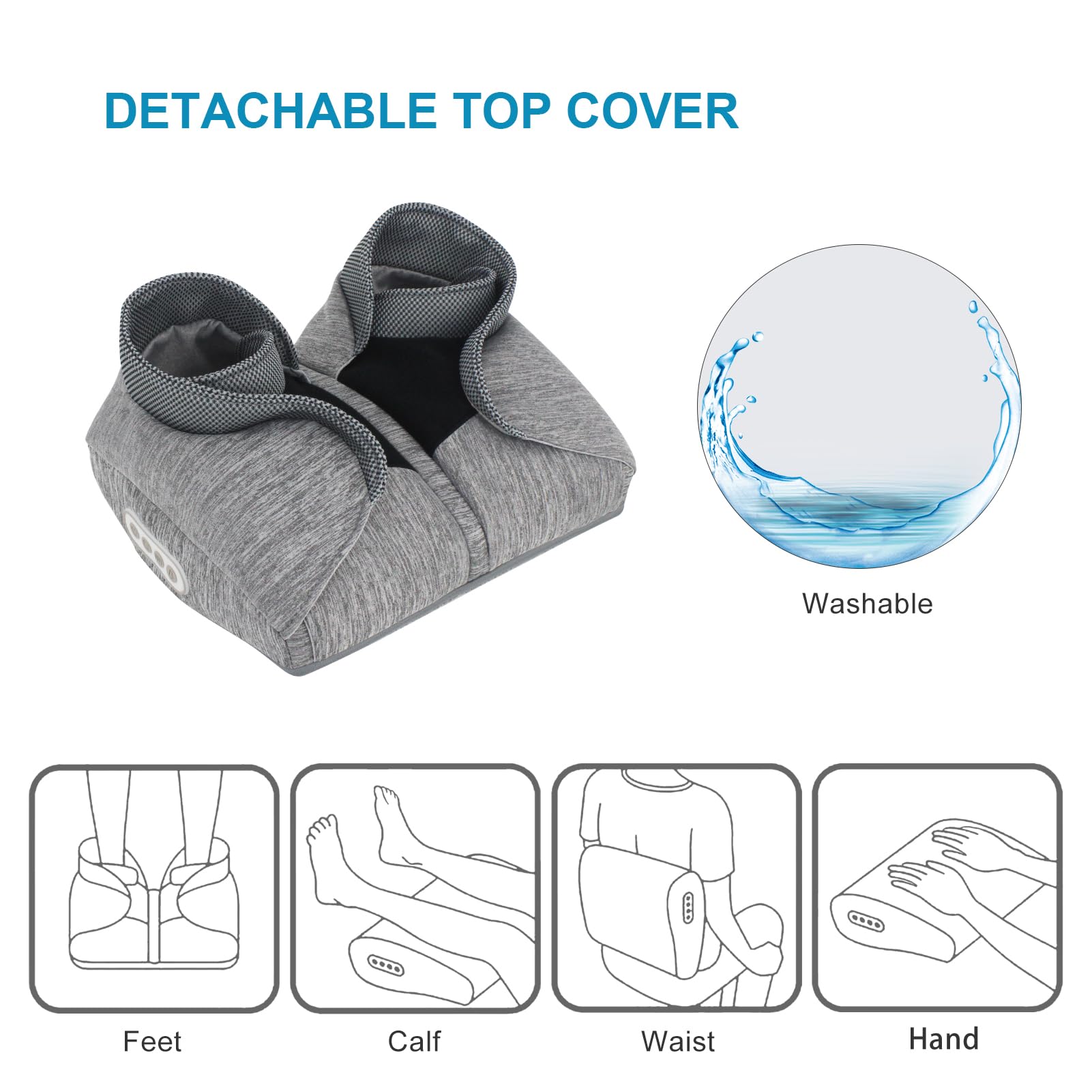 TWUTWU Shiatsu Foot Massager with Heat - Kneading Circulation Feet Massager for Pain Relief, Plantar Fasciitis, Portable Whole Body Massager, USB Recharge, Washable Top Cover, Wireless