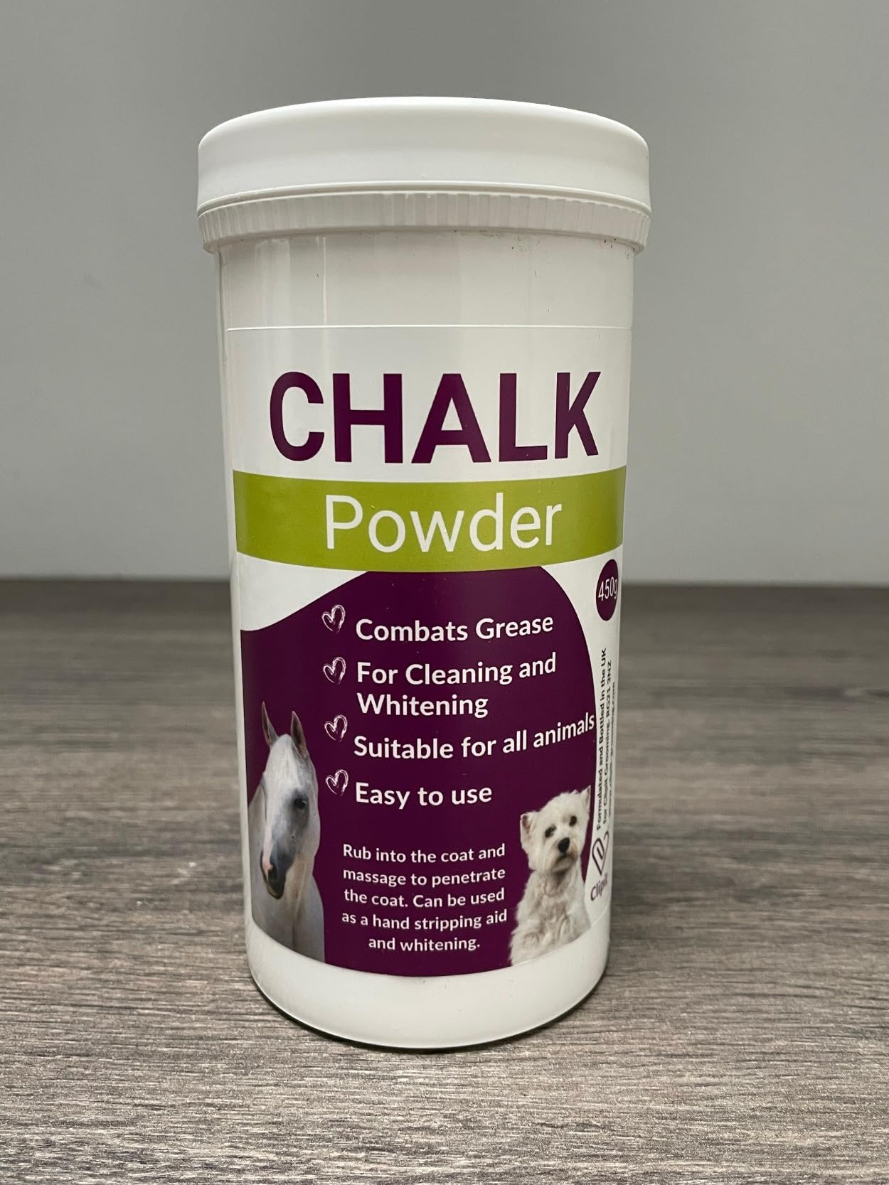 Clipit Chalk Powder for Dog & Horse Grooming - Perfect for Cleaning, Whitening, & Aiding Hand-Stripping