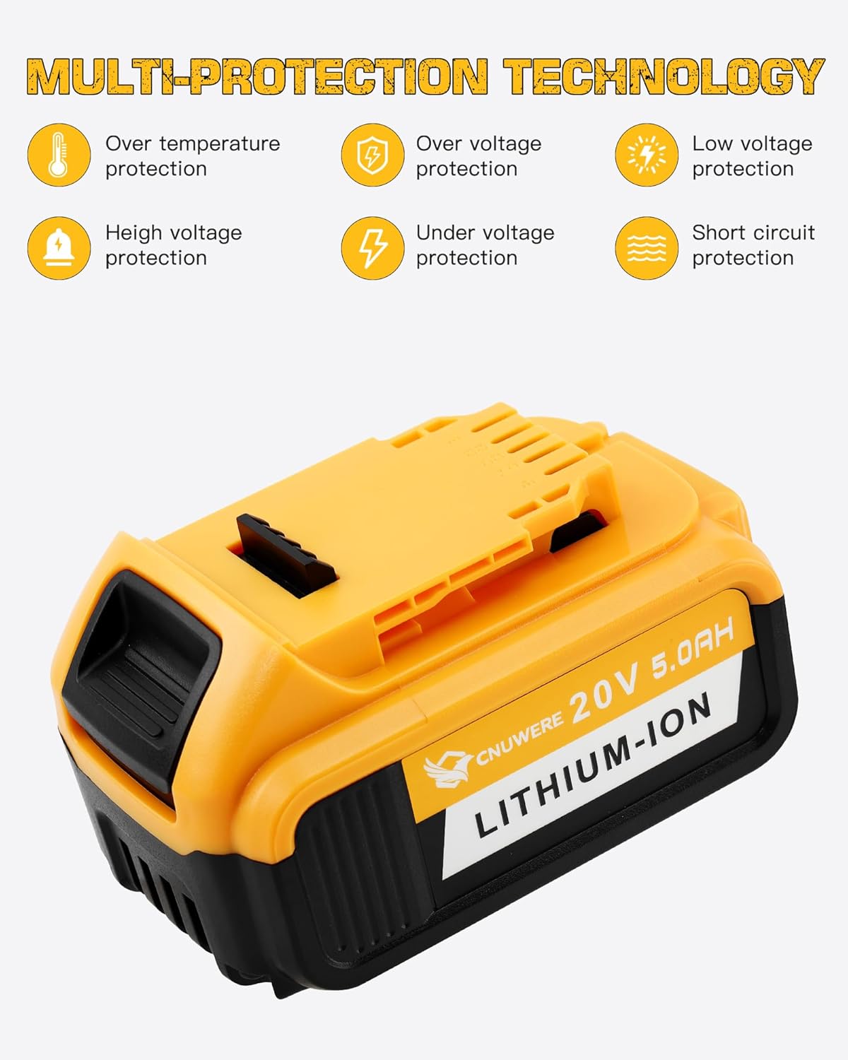 20V MAX 5 AH Lithium ion Battery Compatible with Dewalt DCB180 DCB181 DCB182 DCB200 DCB201 DCB201-2 DCB203 DCB204-2, Portable Battery (2 Packs Orange)