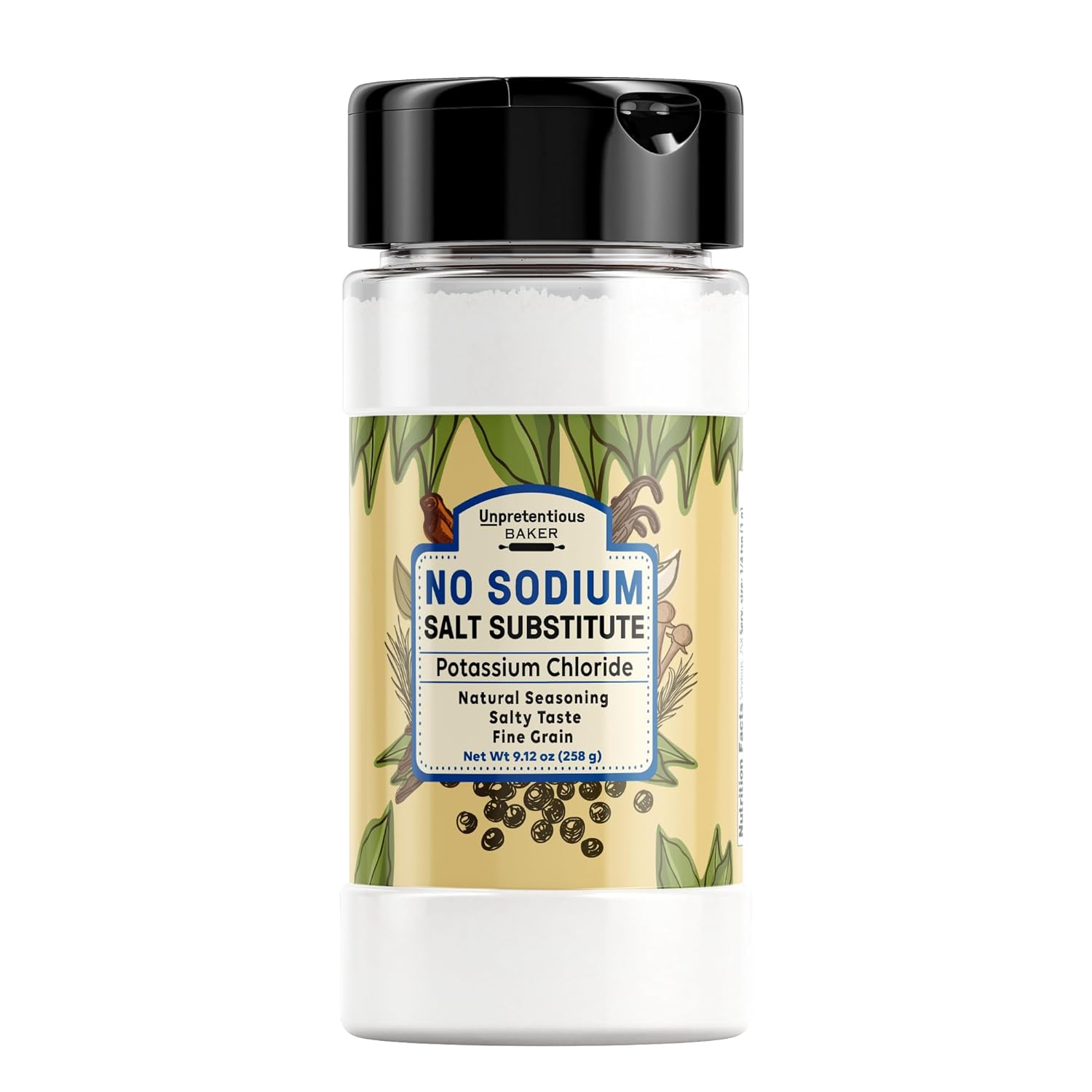 Unpretentious No Sodium Salt Substitute, Potassium Chloride, Salty Taste, Fine Grain (1.3 Pound)